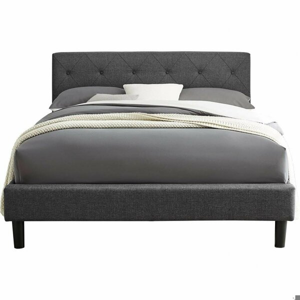 Homeroots 41 x 64.6 x 87.6 in. Gray Queen Size Platform Bed 397021